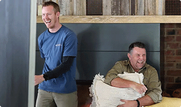 Jack Riewoldt and Brendon Lade laughing