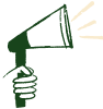 An illustration of a hand holding a megaphone