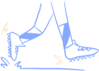 An illustration of two feet wearing footy boots and socks.