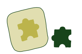 Illustrated puzzle pieces in a green colour palette