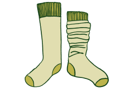 Illustrated pair of socks in a green colour palette